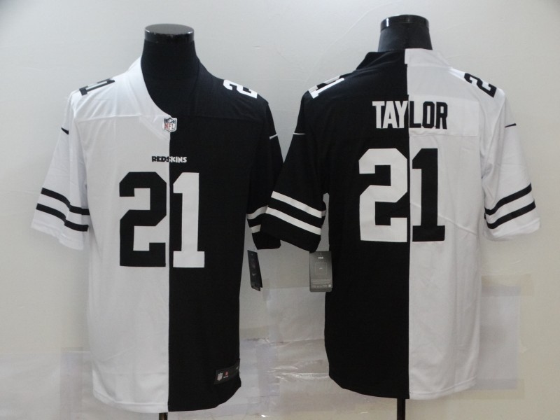 Men's Washington Football Team #21 Sean Taylor Black & White NFL Split Limited Stitched Jersey Men's Washington Football Team #21 Sean Taylor Black & White NFL Split Limited Stitched Jersey